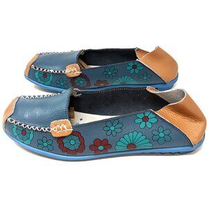 Womens Boho Floral Driving Mocs Moccasins Leather 9.5 TV remote Maybest